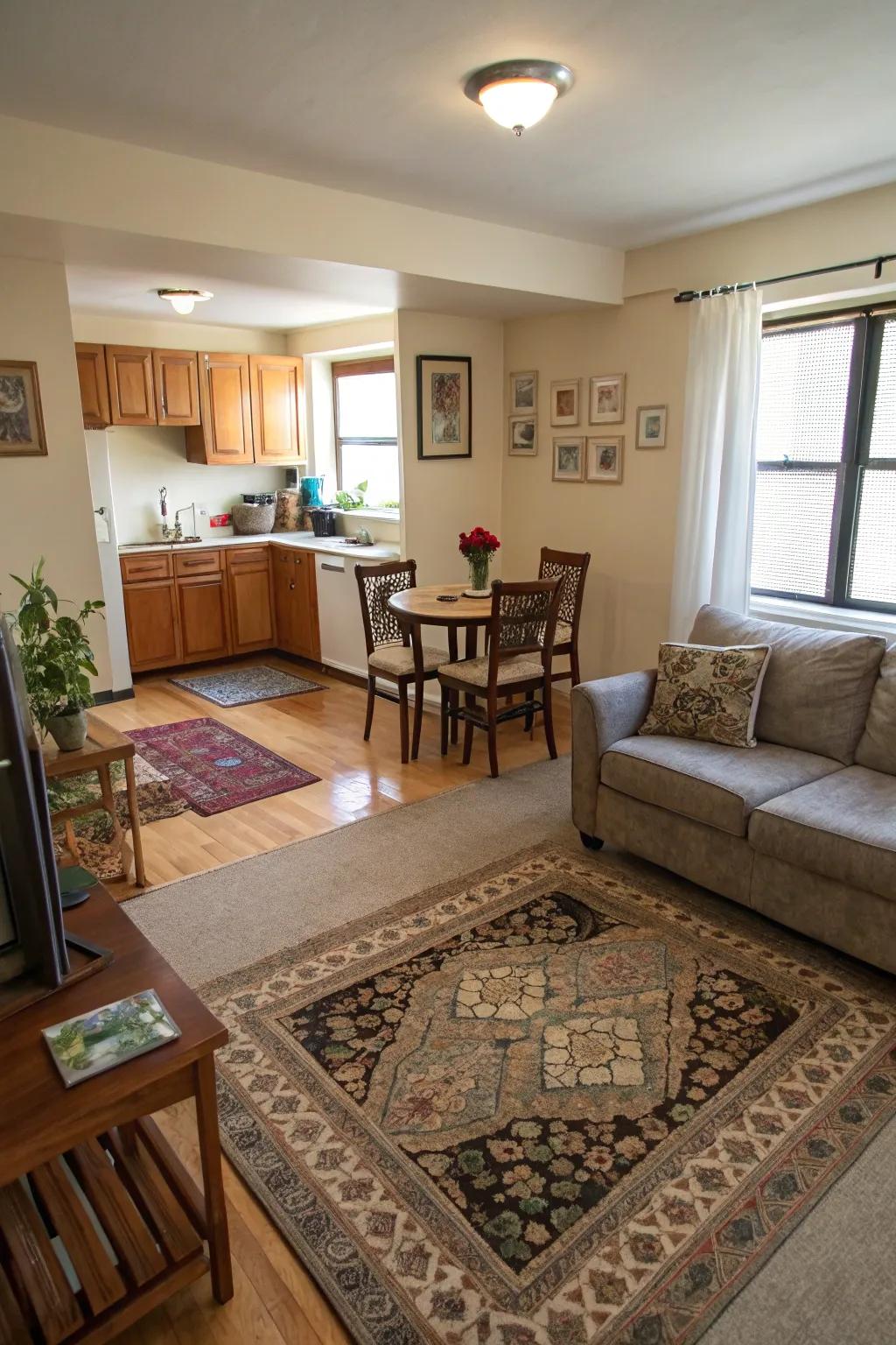 Rugs can help distinguish functional zones.