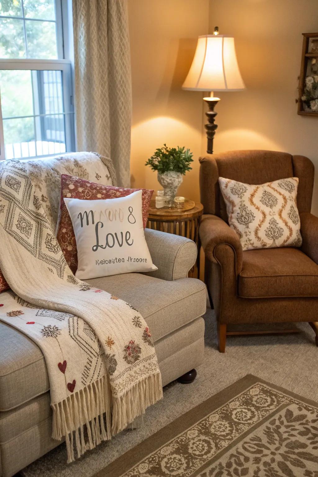 Personal accessories like throws and cushions add warmth and individuality.