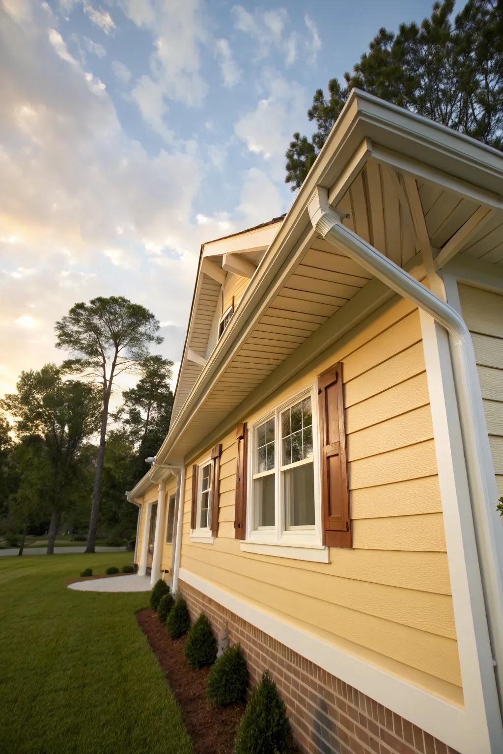 Warm creamy tones create a cozy, inviting exterior.