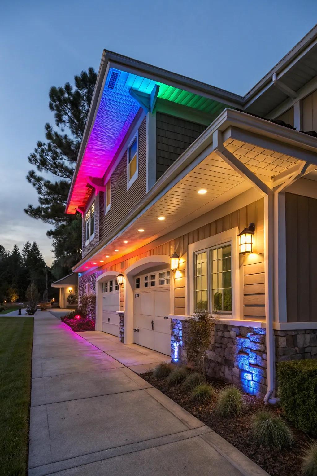 Dynamic hidden lighting systems offer versatile color and brightness options.