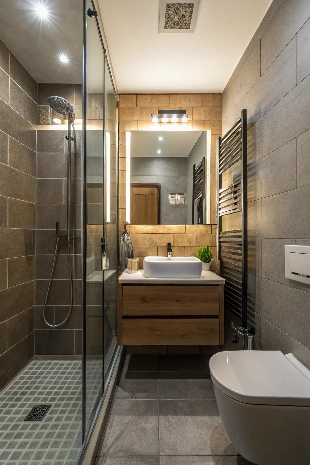 The tinted shower screen adds sophistication and depth.