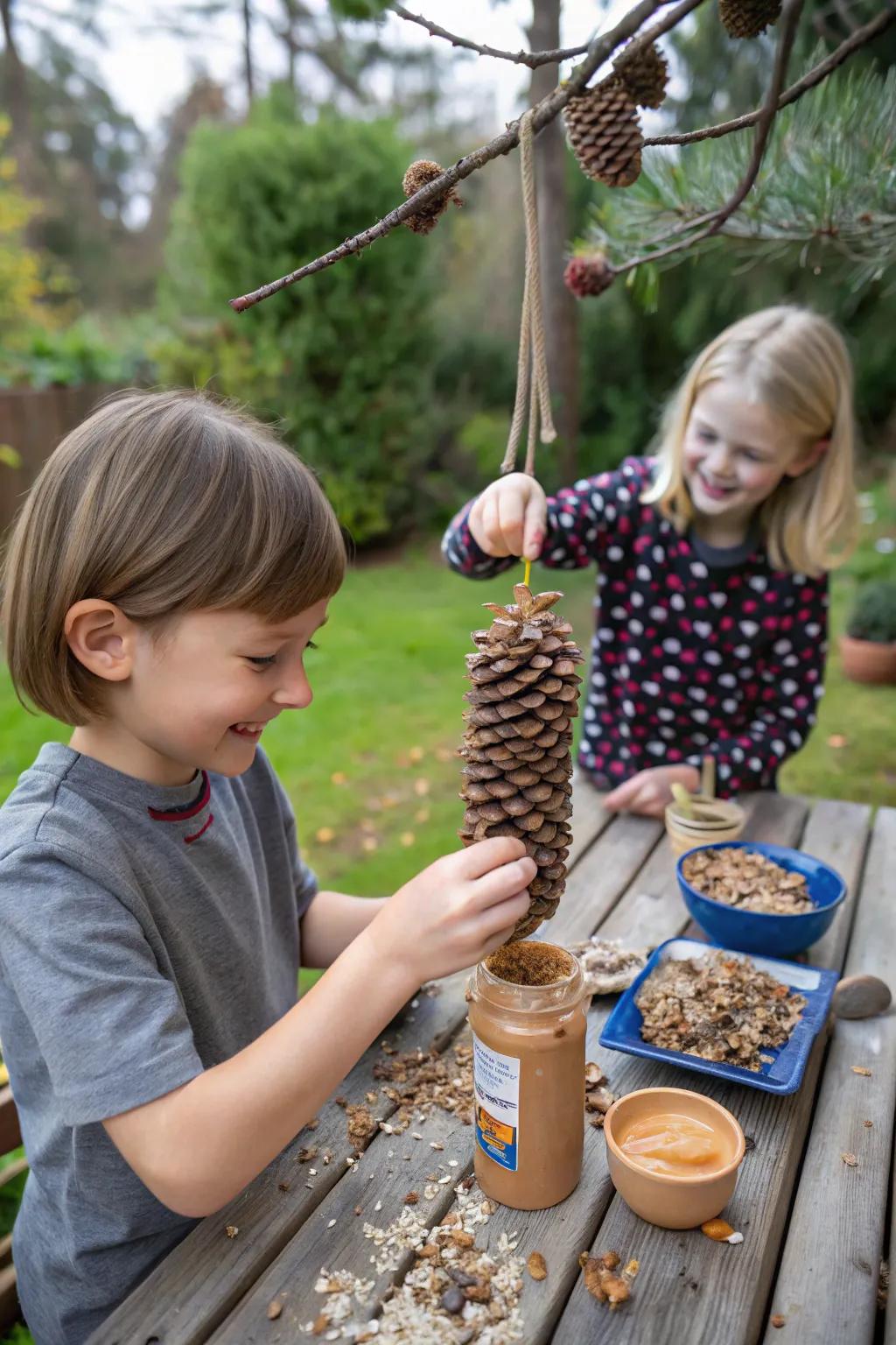 Crafting bird feeders and learning regarding wildlife