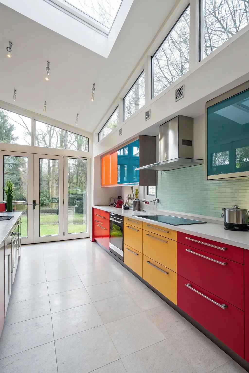 Strong colors infuse energy and design into the kitchen.