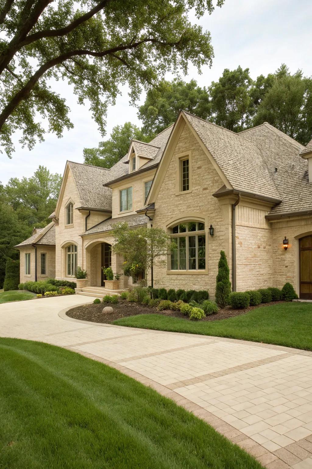 Subtle grace with vanilla brick and marbletone.