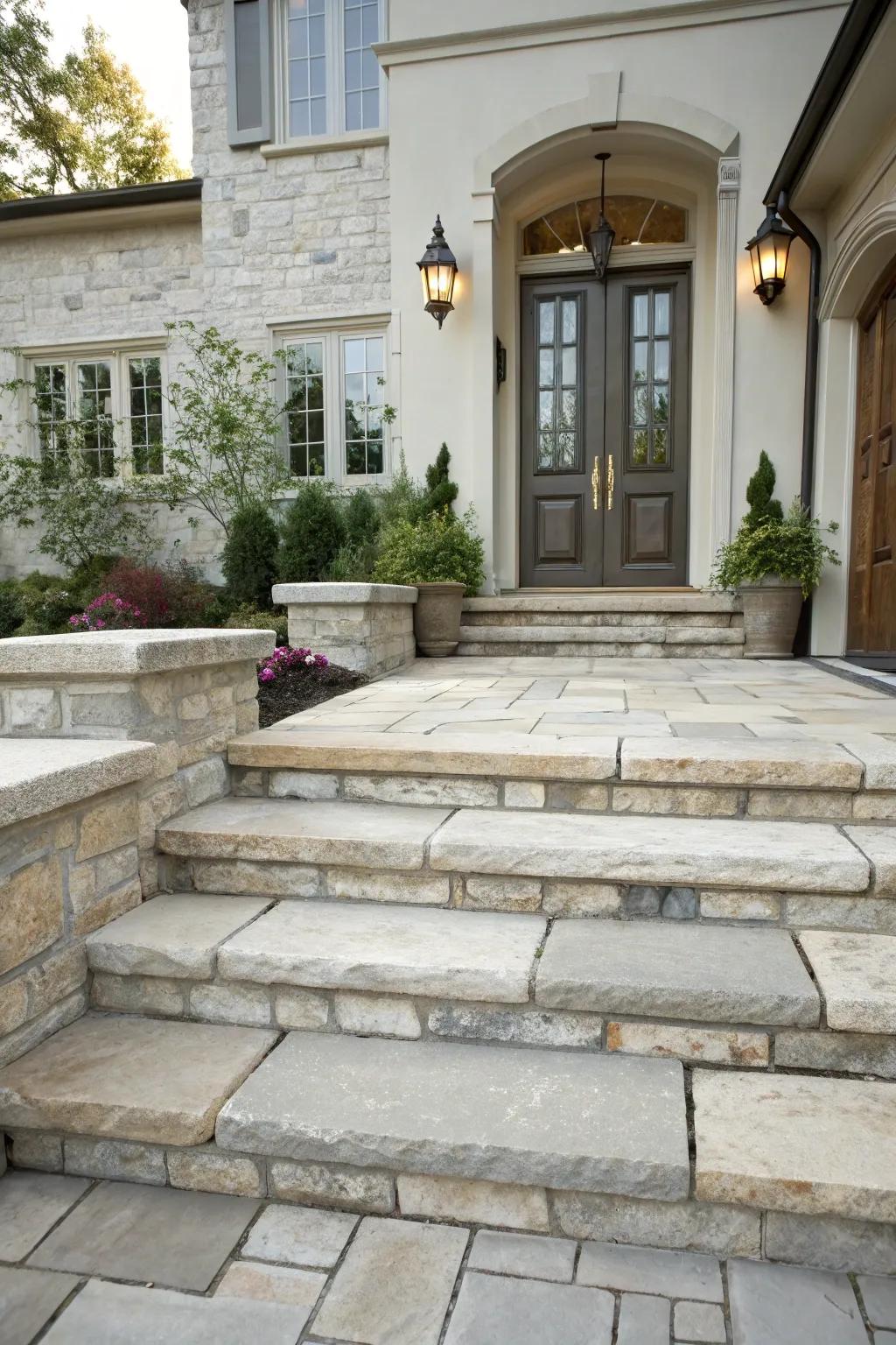 Stone steps make a stylish and complete entryway.