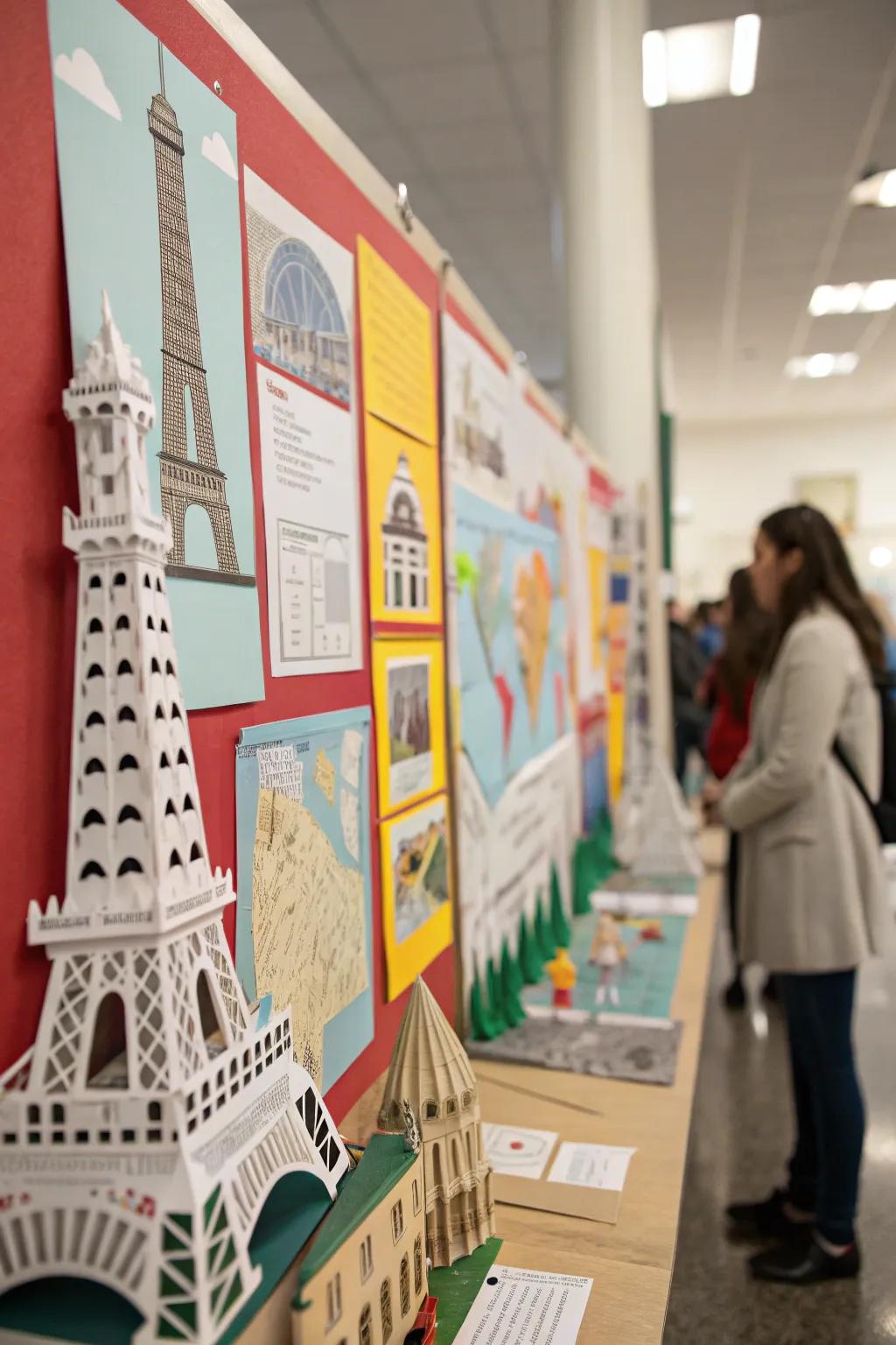 3D components create a visually striking bulletin board.