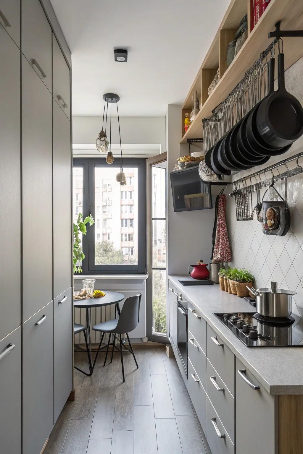 Using vertical storage enhances organization and style.