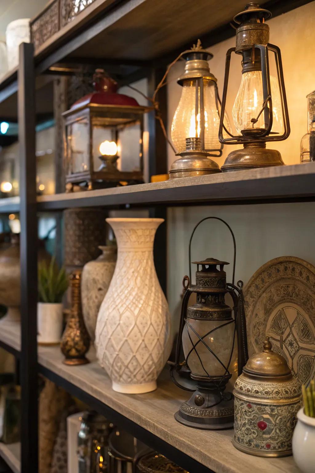 Timeless treasures such as lanterns and vases contribute allure and history.