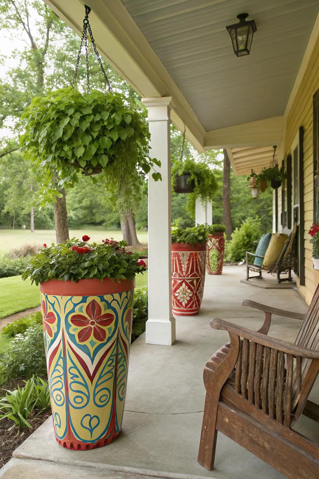 Painted containers can instantly transform into art pieces.