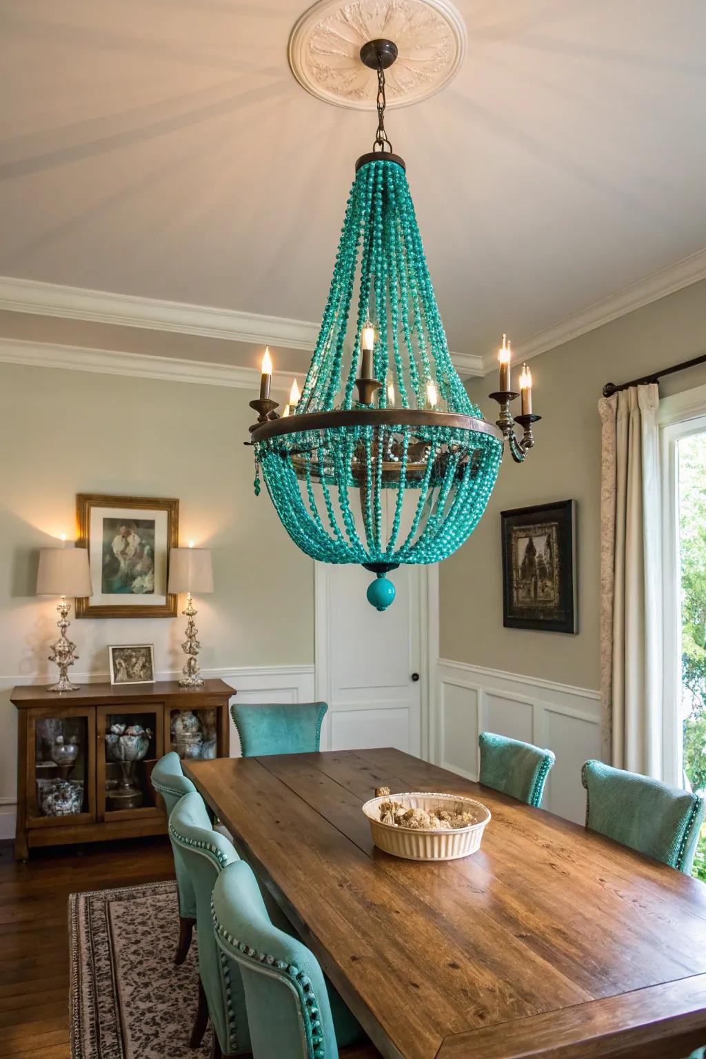 Azure lighting becomes a center point in the room