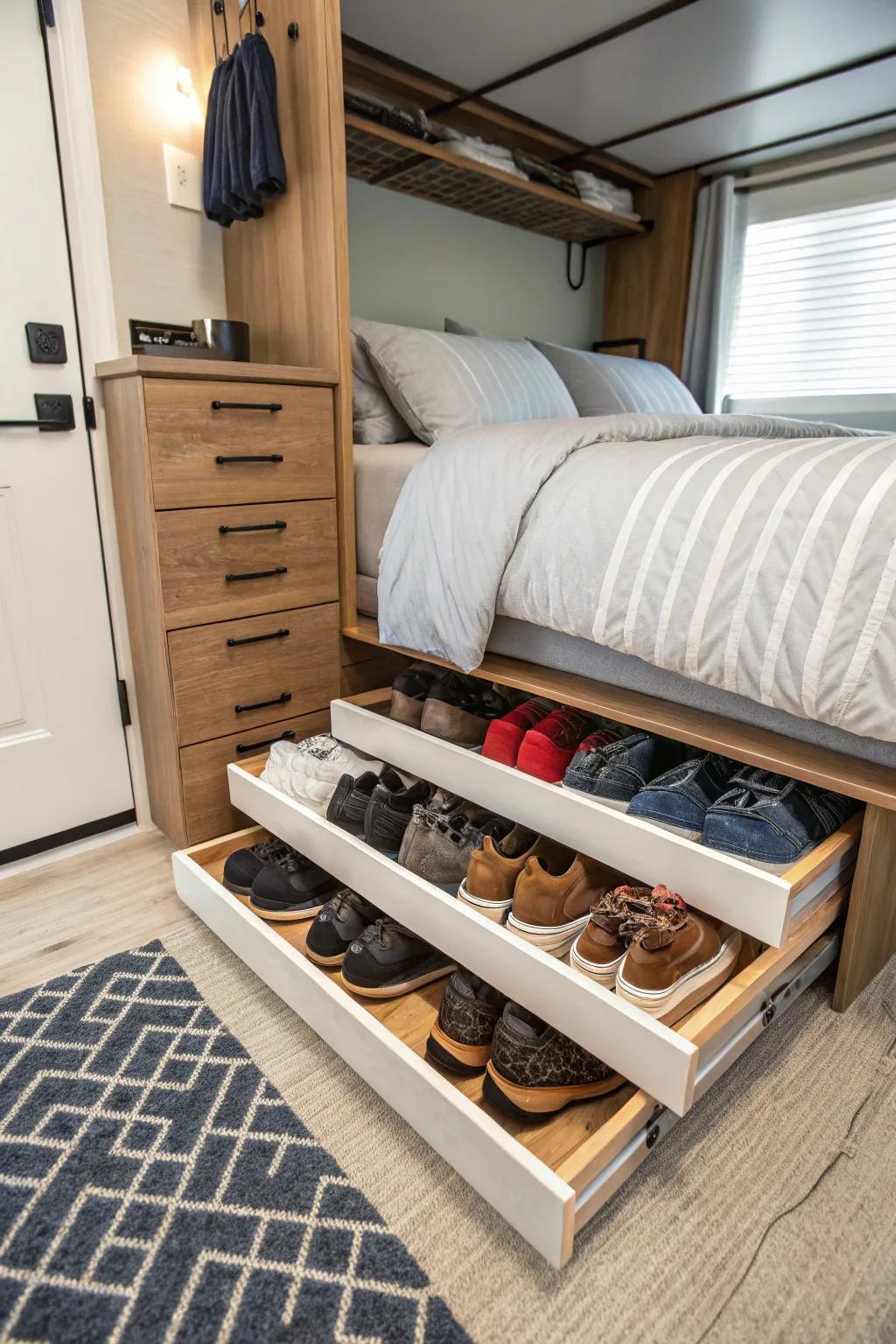 Style and convenience in footwear storage.