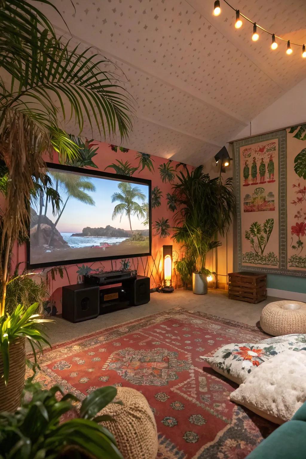 An island film evening setup for ultimate relaxation.