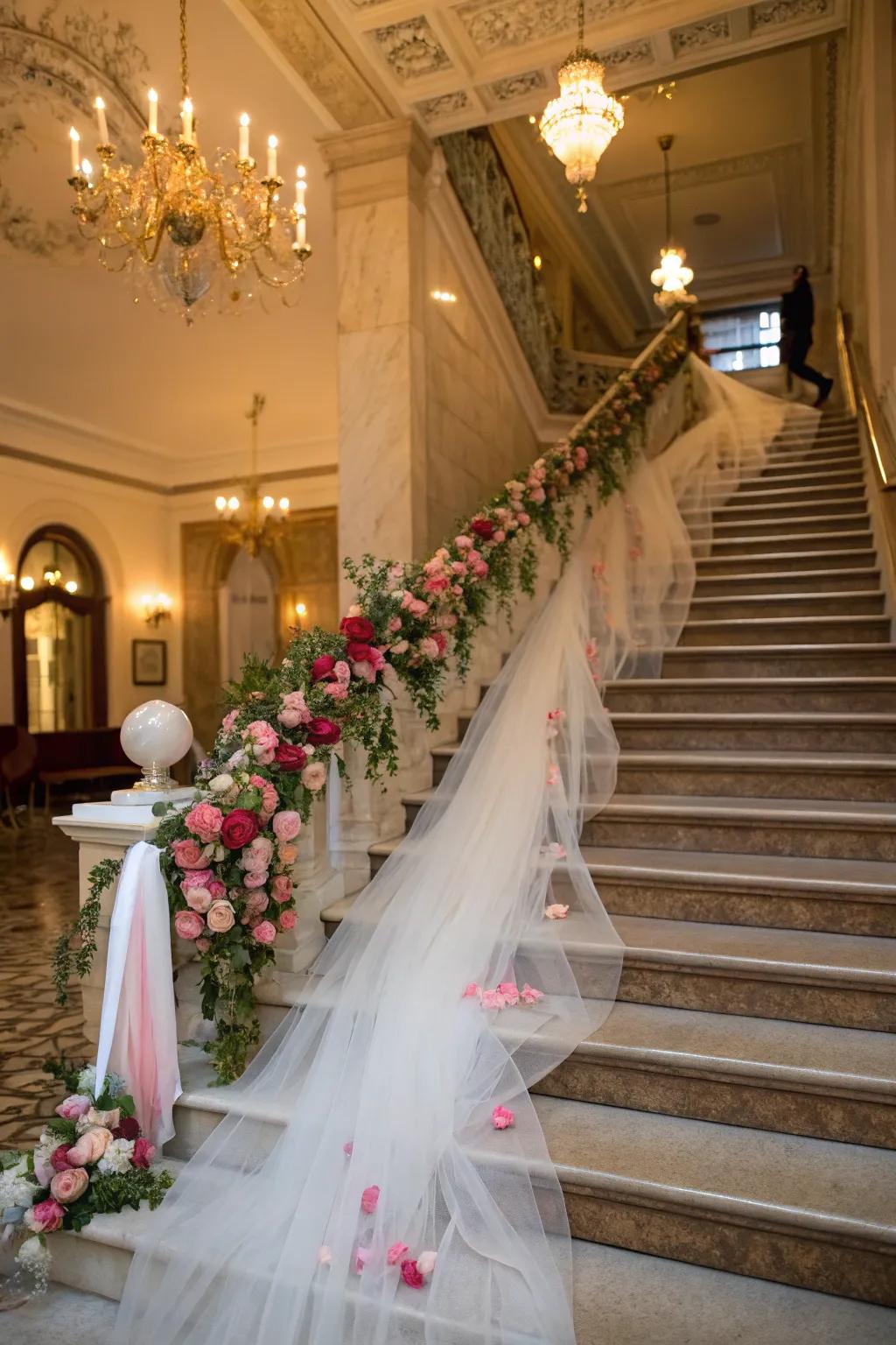 Make an entrance with netting staircase ornamentation.