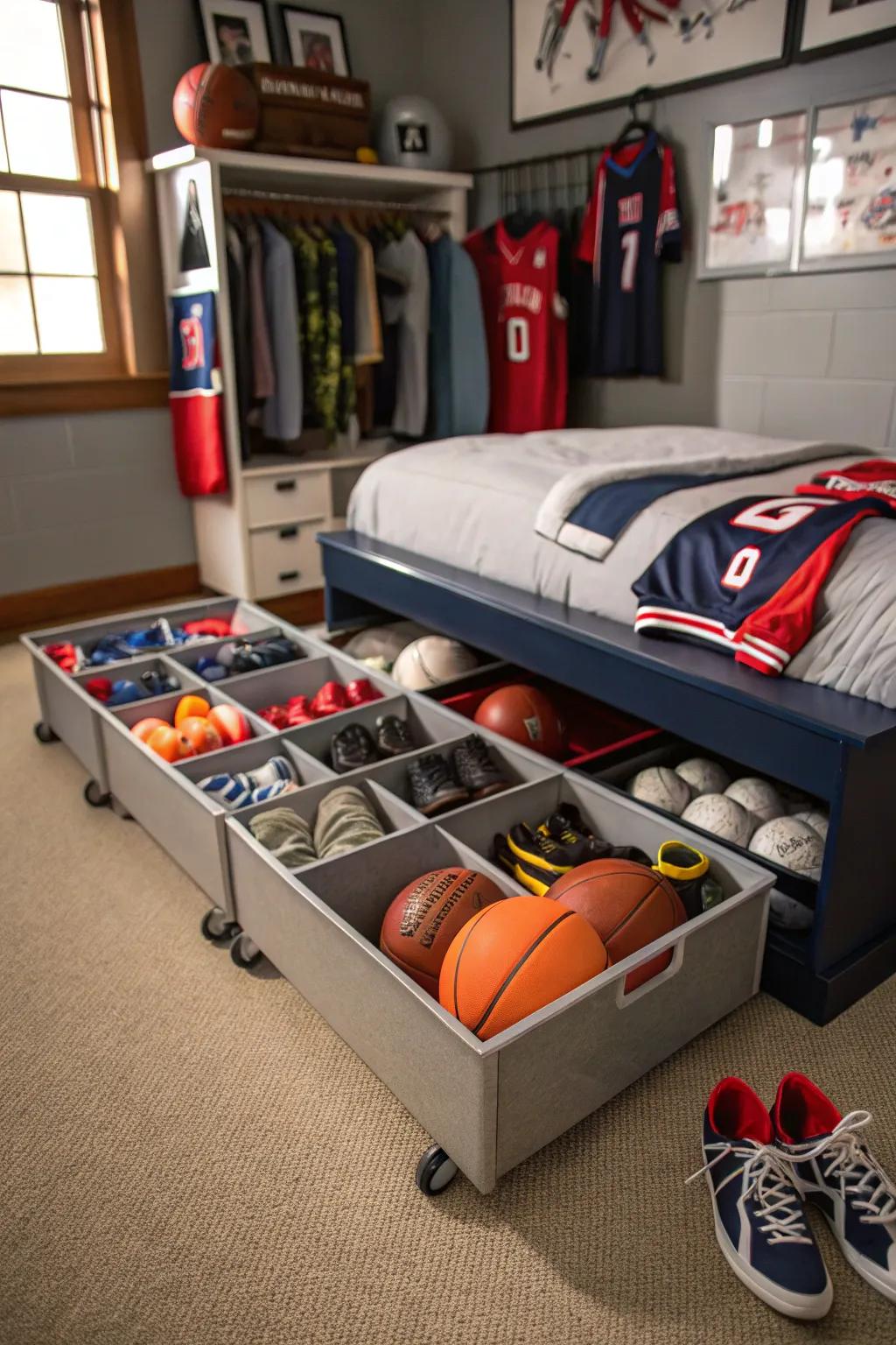 Tackle sports clutter with organized gear storage.