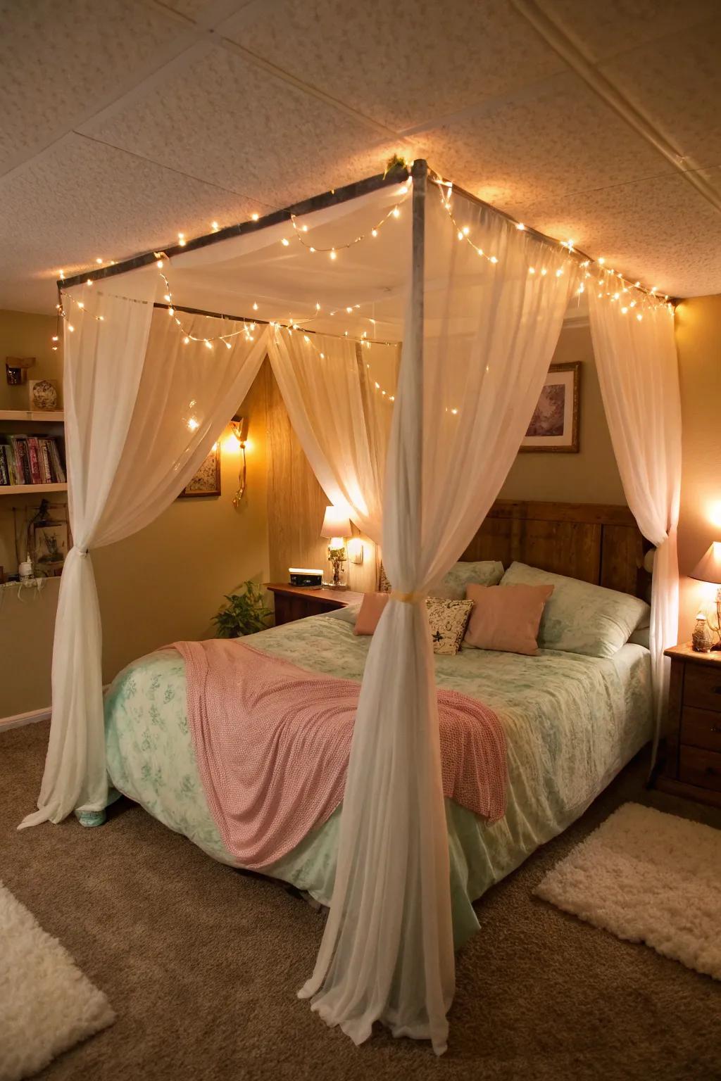 A topper can enhance coziness in your basement sanctuary.