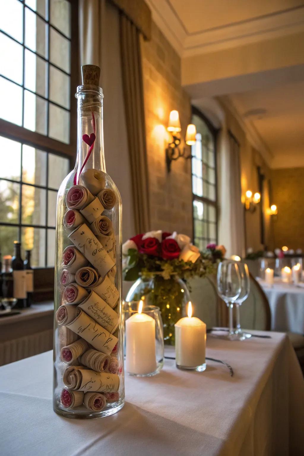 Attendees leave messages in a bottle for future anniversaries.