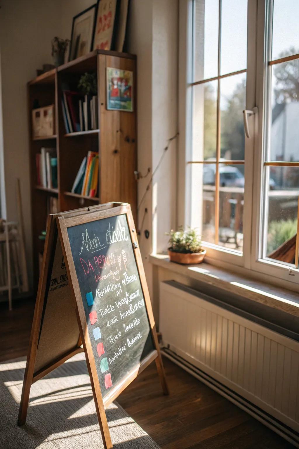 Natural illumination enhances your chalkboard artistry.