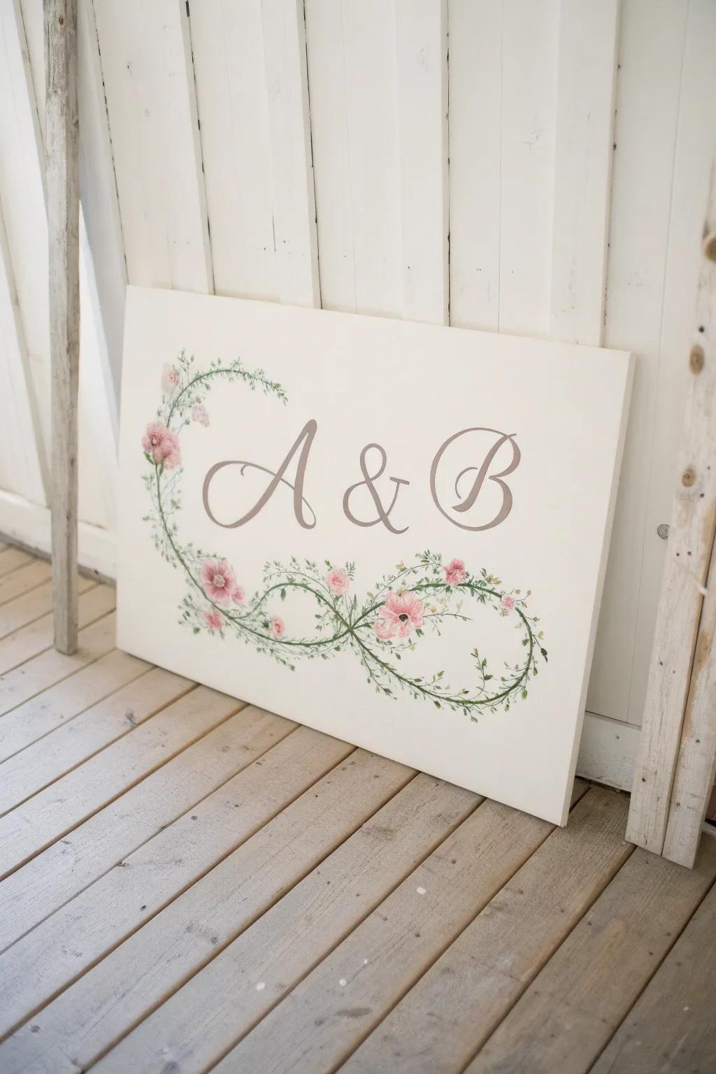 Commemorate affection with a personalized touch: monograms entwined and adorned with the elegance of nature.