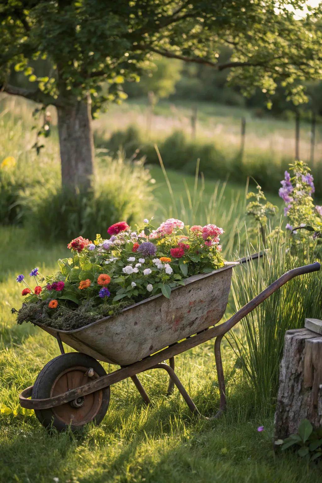 Barrows proffer a rustic and movable garden feature.