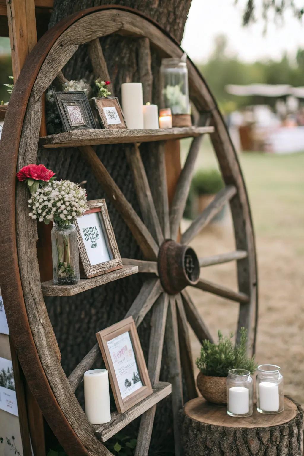 These elevated sections are a useful addition to this ornamental cart wheel.
