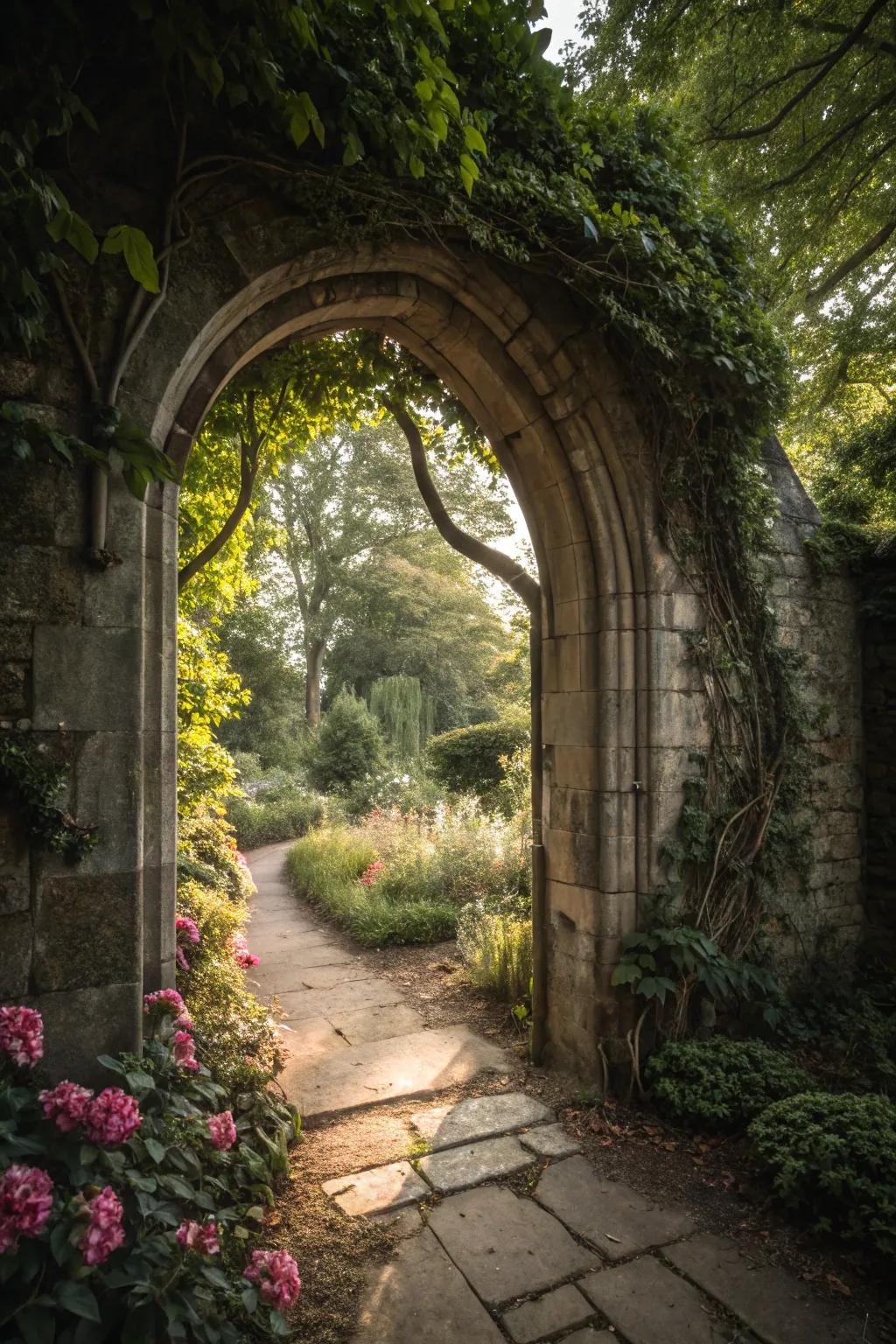 Arches guiding to hidden locations append an aura of mystery and discovery.