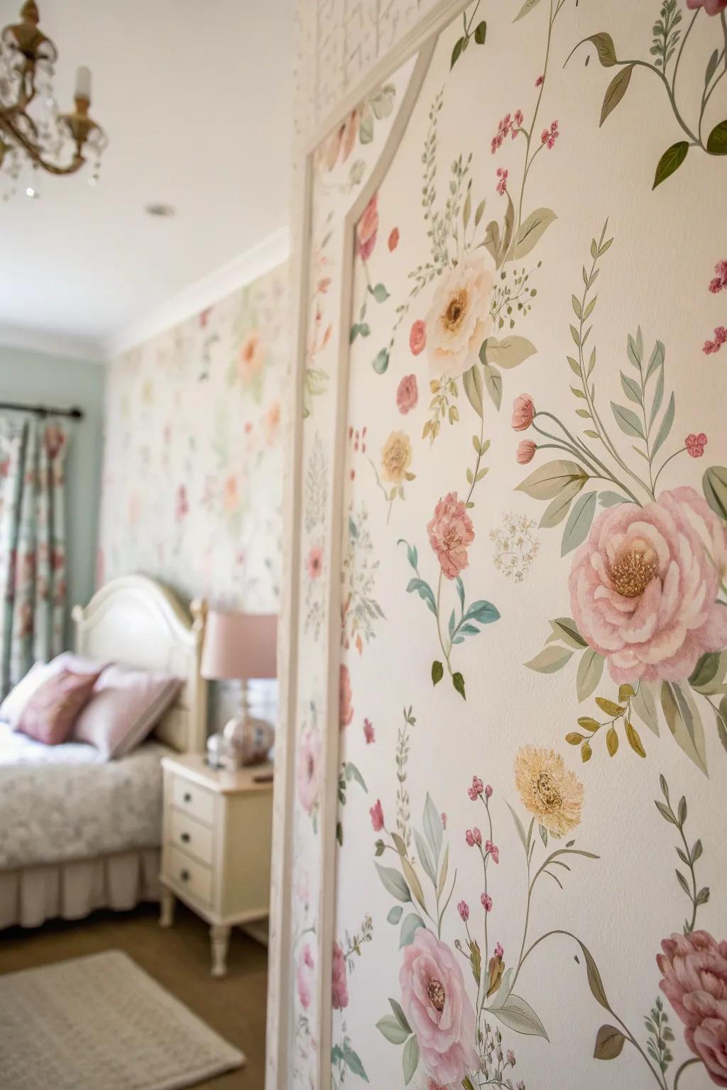 Plant Life appliqués bring botanical beauty and charm to the bedroom.