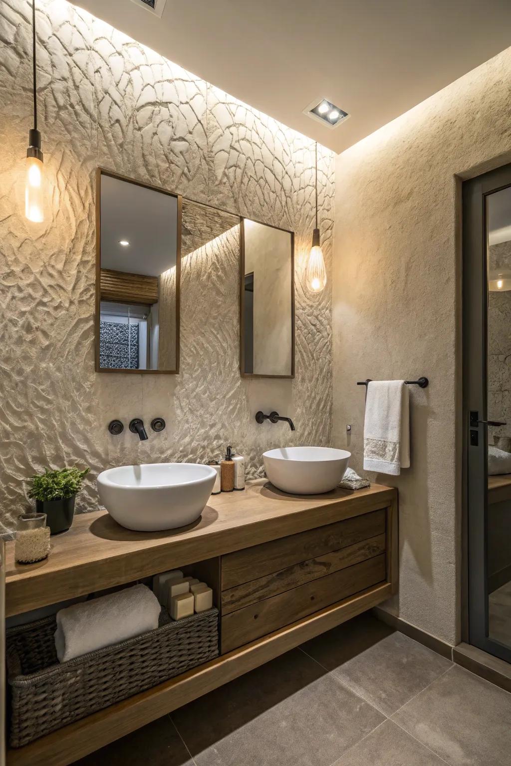 Textured paint introduces understated sophistication.