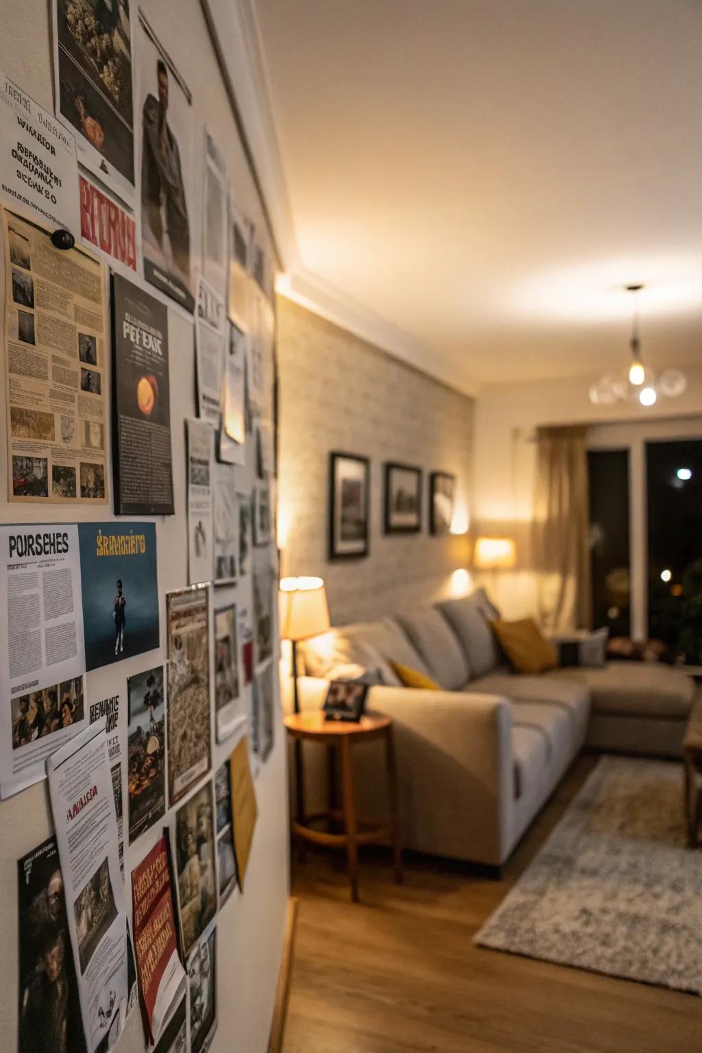 Layered posters build visual depth.