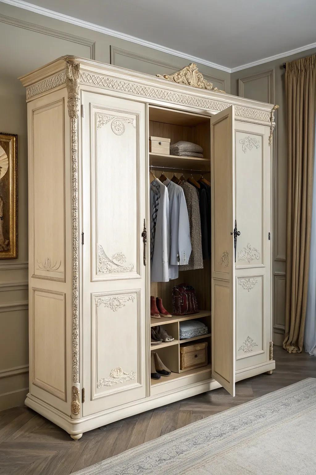 A closet featuring a secret entrance for heightened intrigue.