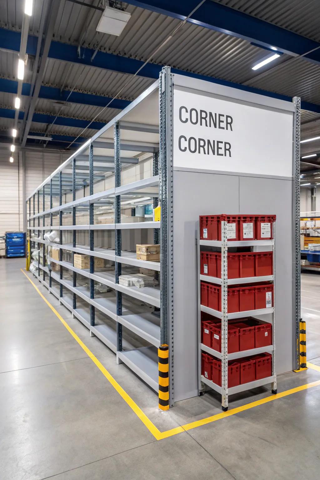 Corner racking makes the most of underutilized spaces.