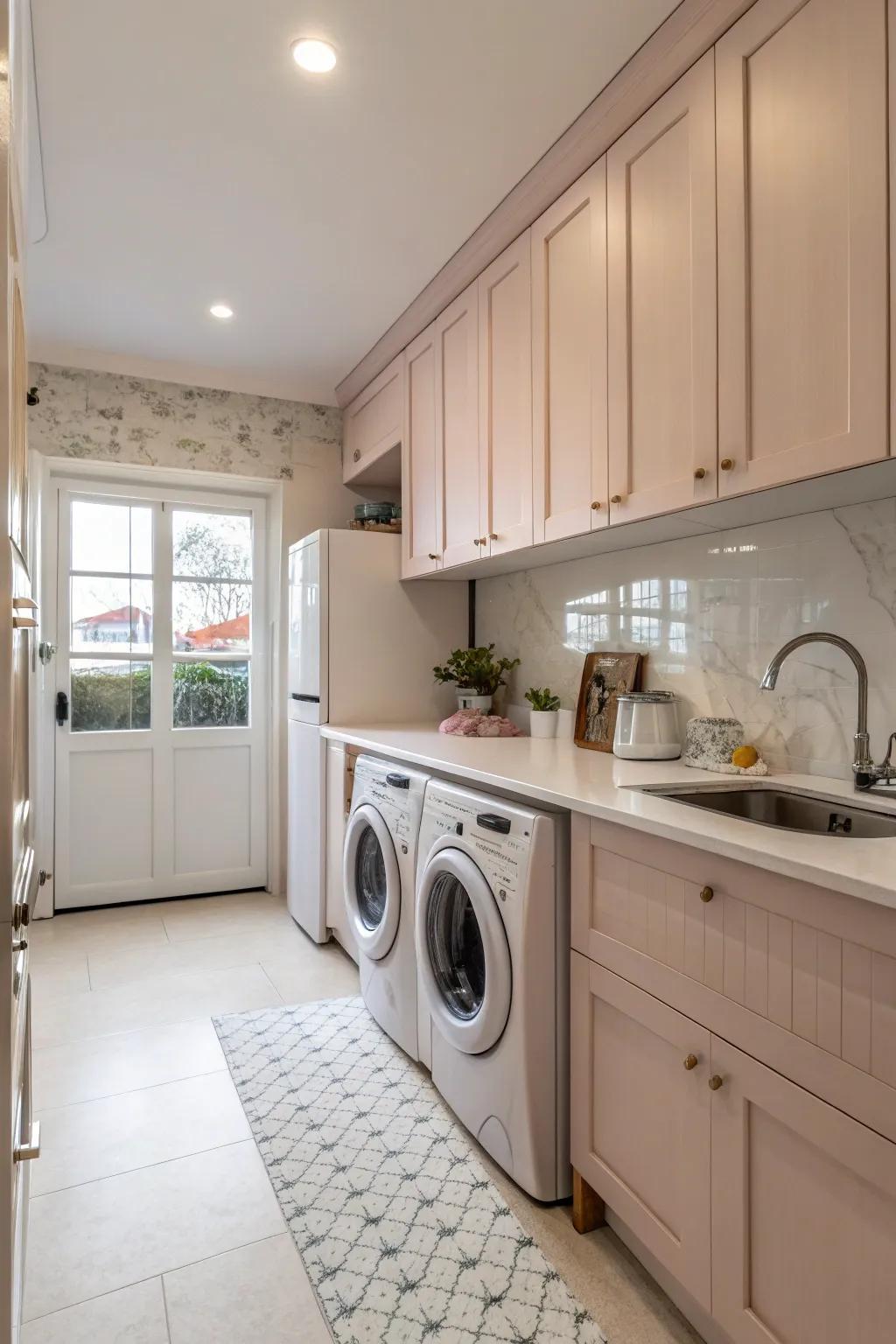 Soft color plans make a kitchen space that flows.
