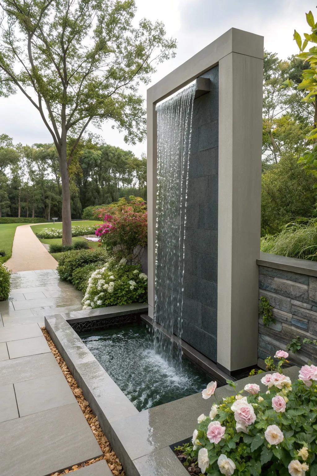 A standing water screen introduces drama and modernity.