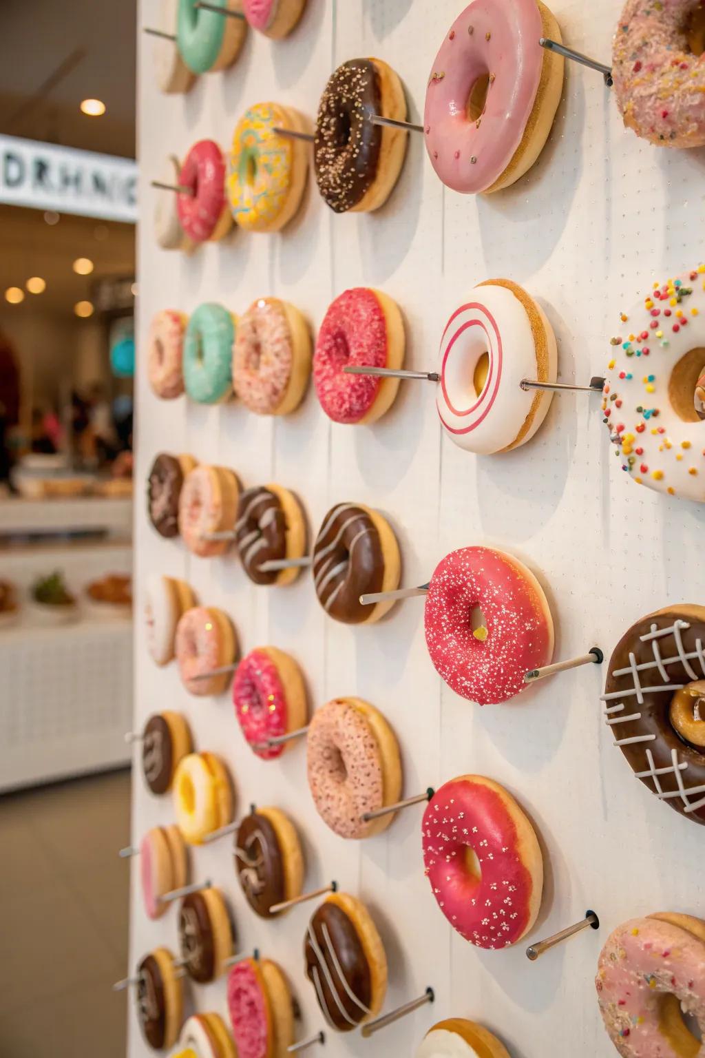 A donut wall that excites and delights guests.