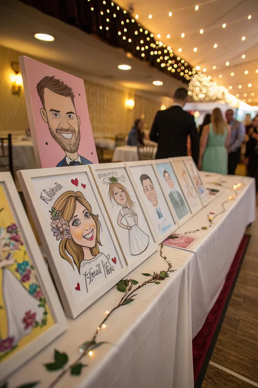Caricature illustrations functioning as a joyful and unforgettable wedding gift