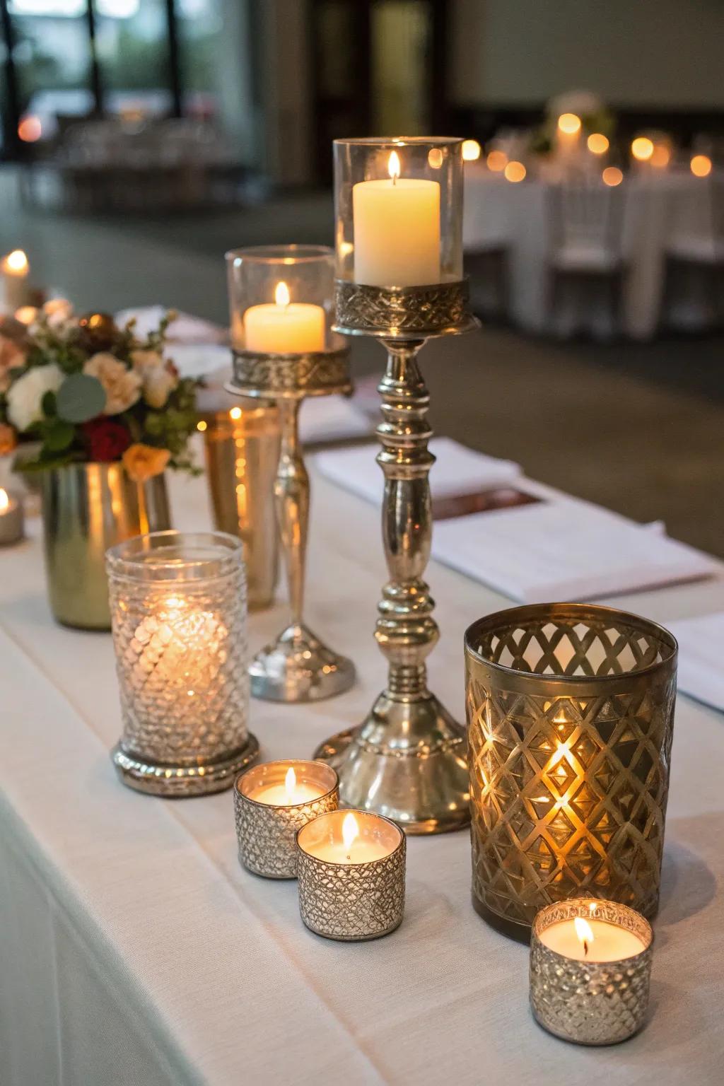 A harmonious medley of metals lending texture and intrigue to the table.