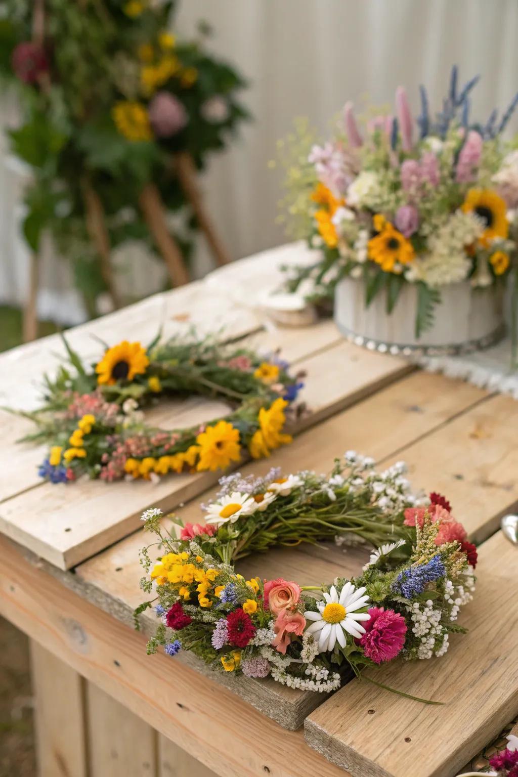 Blossom bands throw a dreamy vibe to the event.