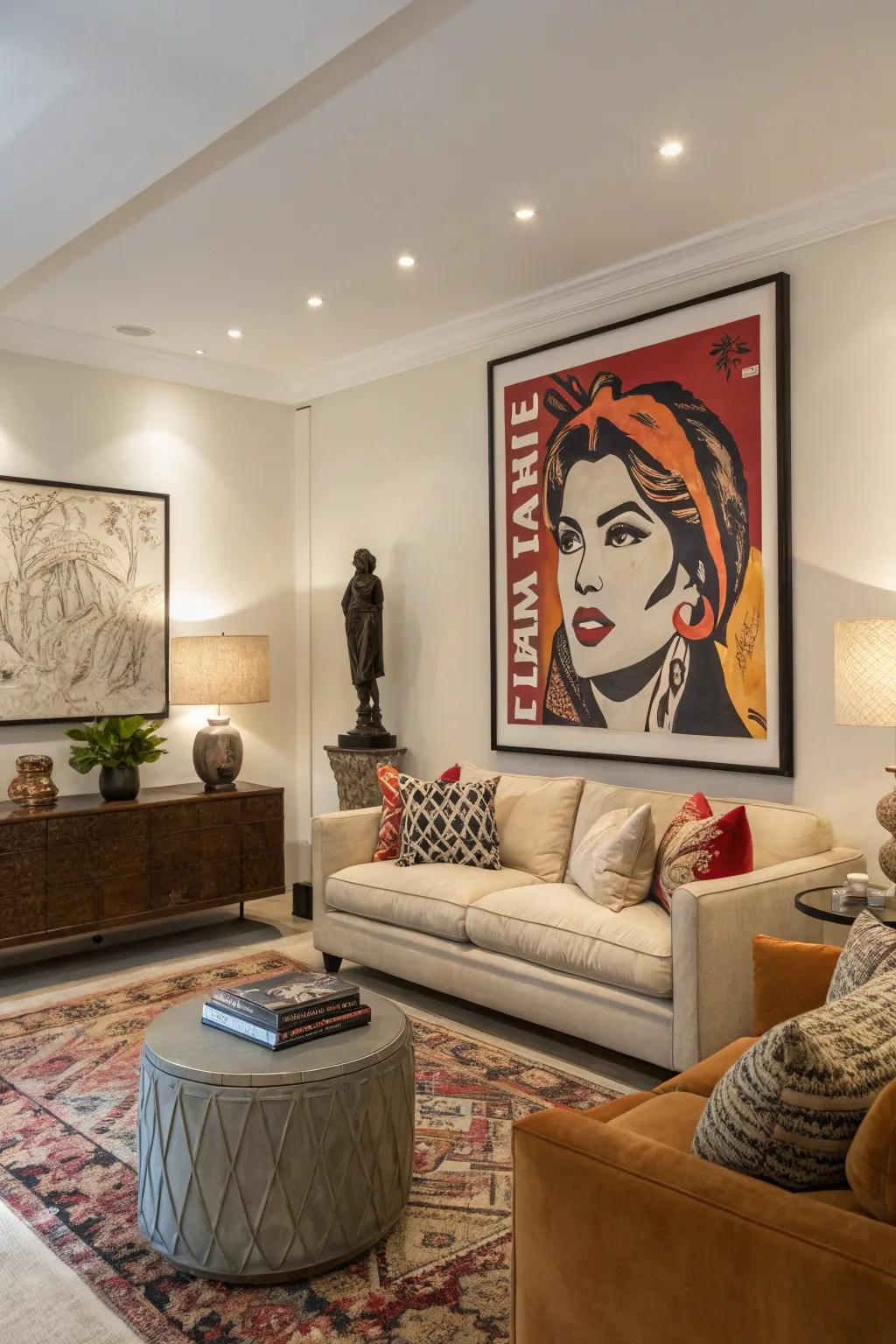 A statement piece adds intrigue and drama to your area.