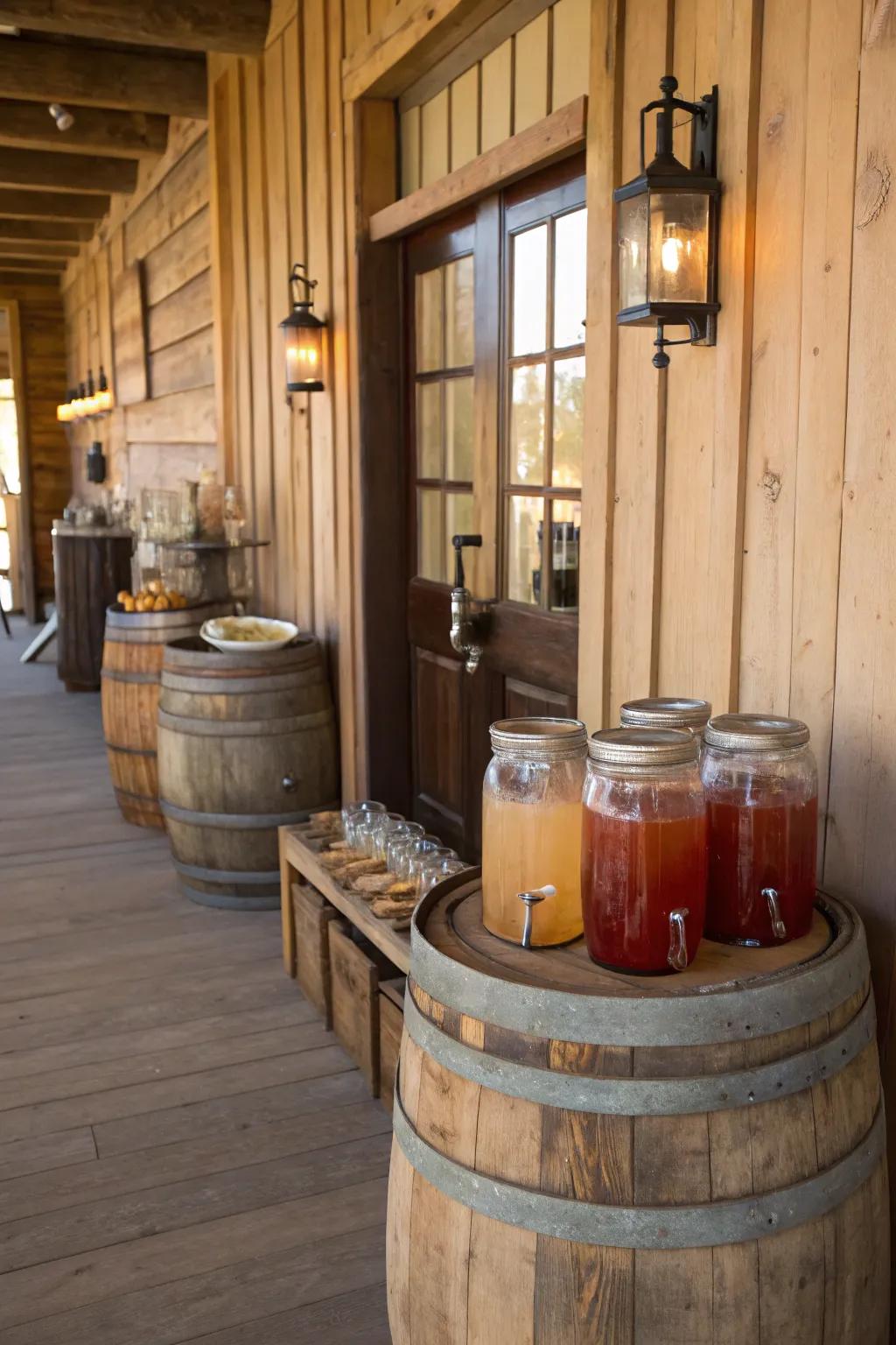 A watering hole-style drink station adds an authentic touch.