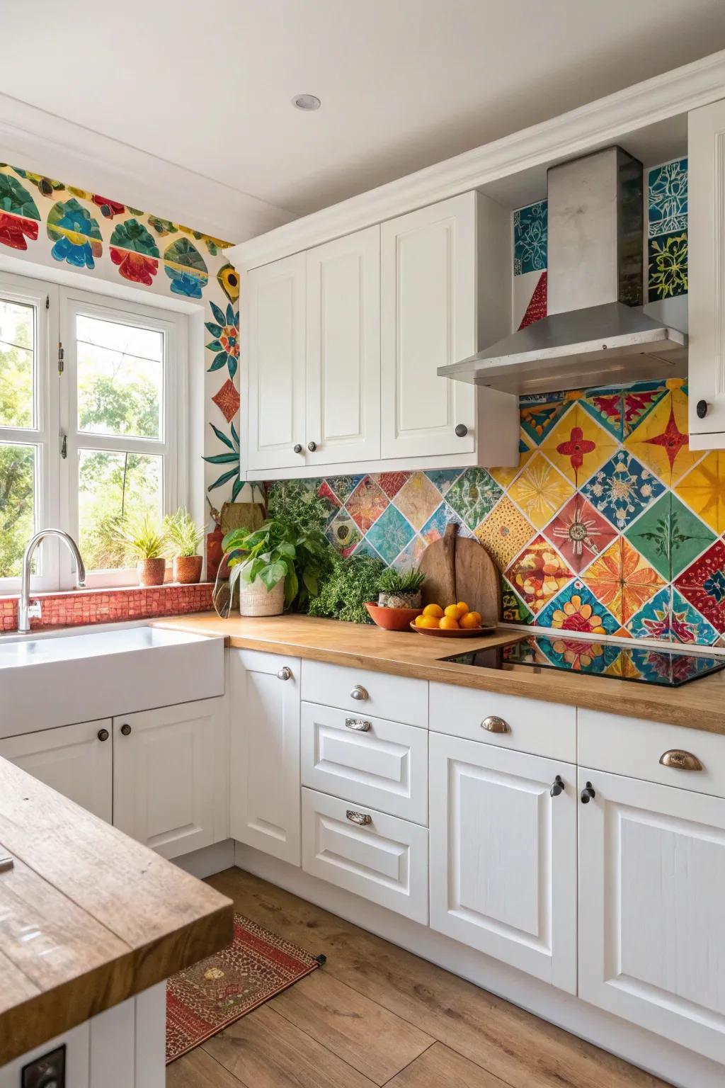An unexpected burst of colour that brightens a kitchen space.