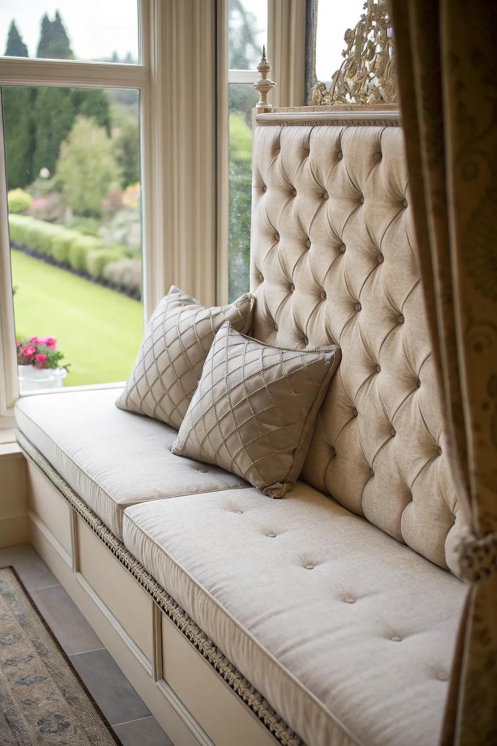 A headboard adds a touch of class to your window seat.