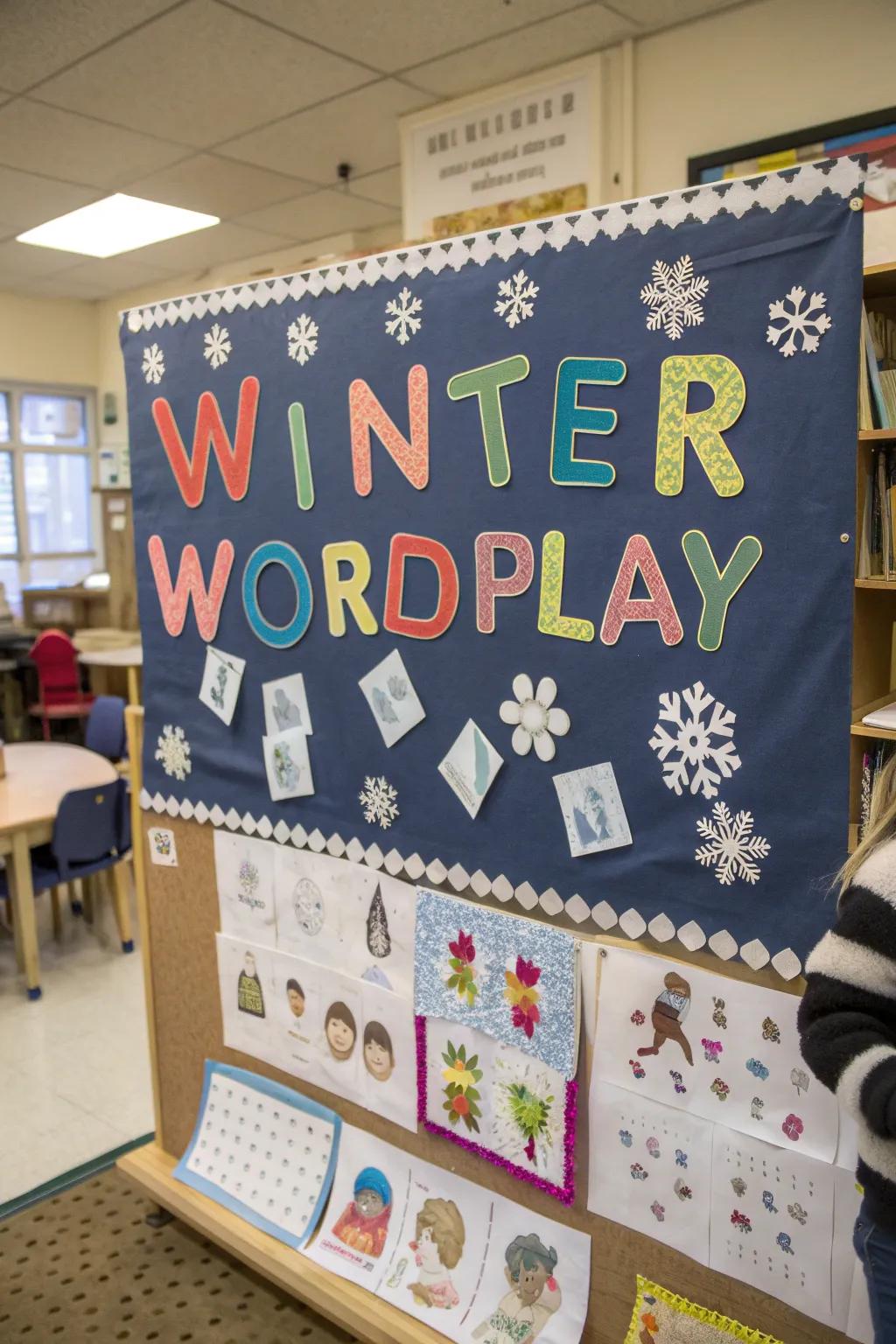 Winter language play injects a playful language element into the bulletin board.