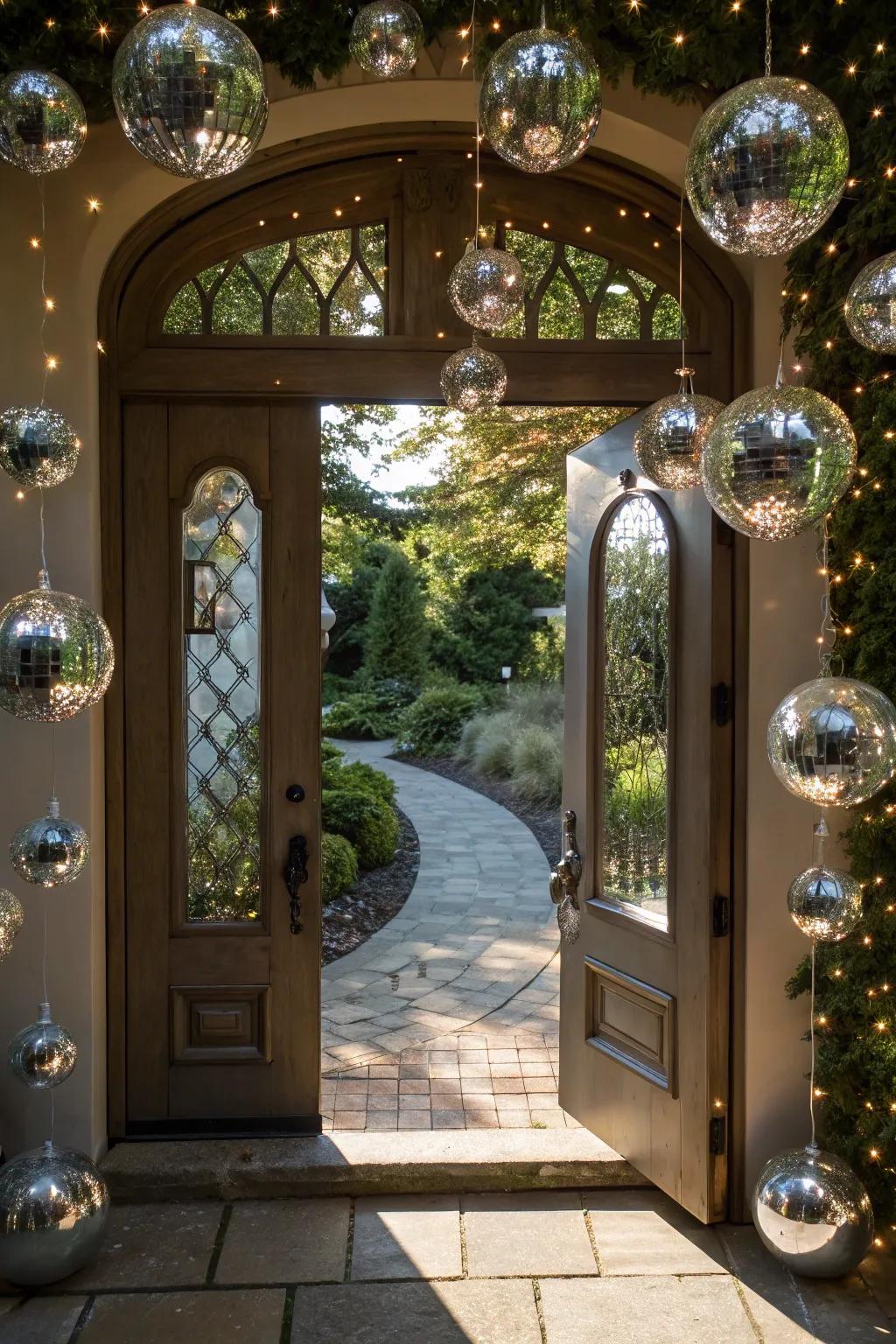 Reflective surfaces add modern enchantment to winter décor.