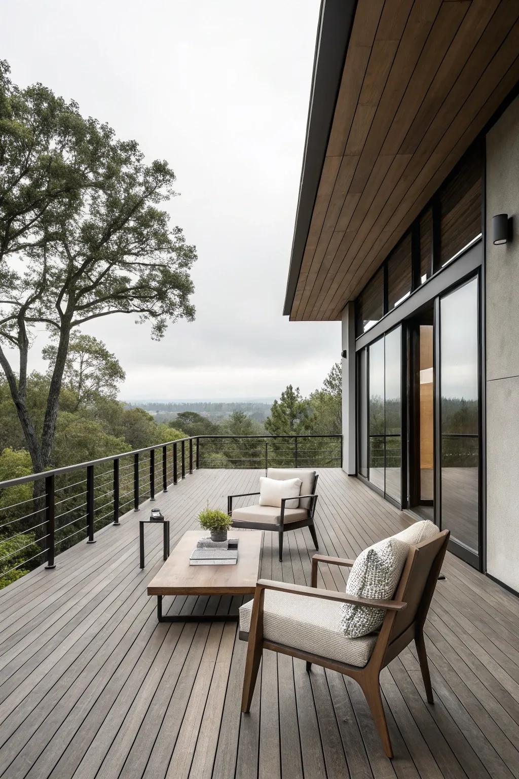 A minimalist deck design provides a clean and contemporary aesthetic.