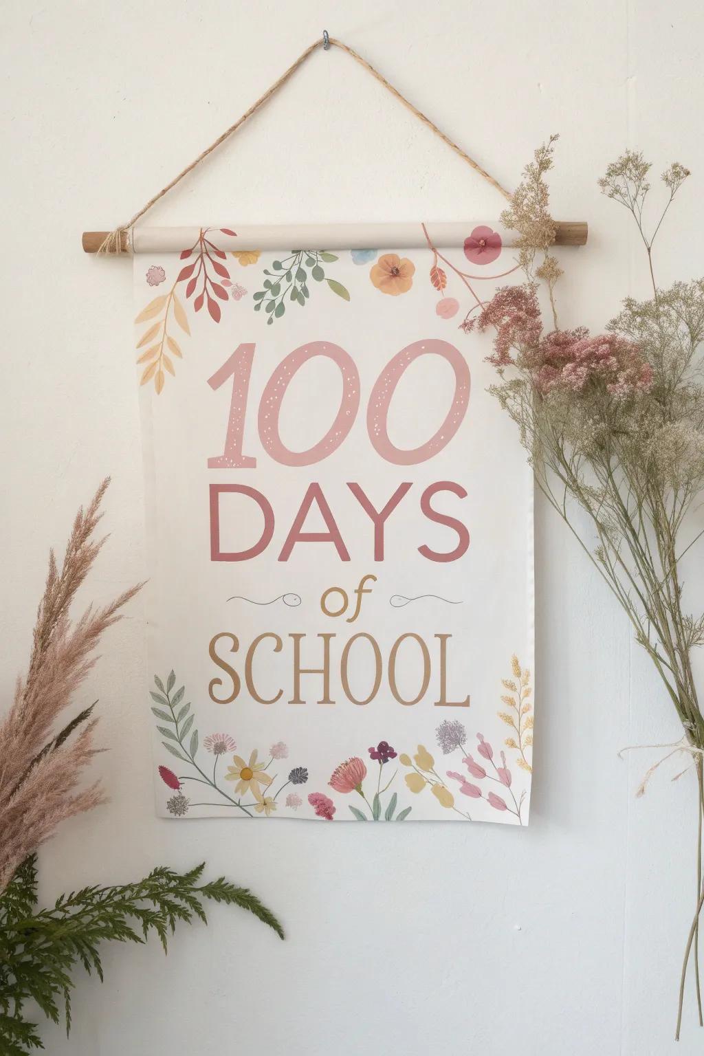 Honor the 100th day of scholastic endeavors through a manifestation of minimalist refinement and Boho charm.