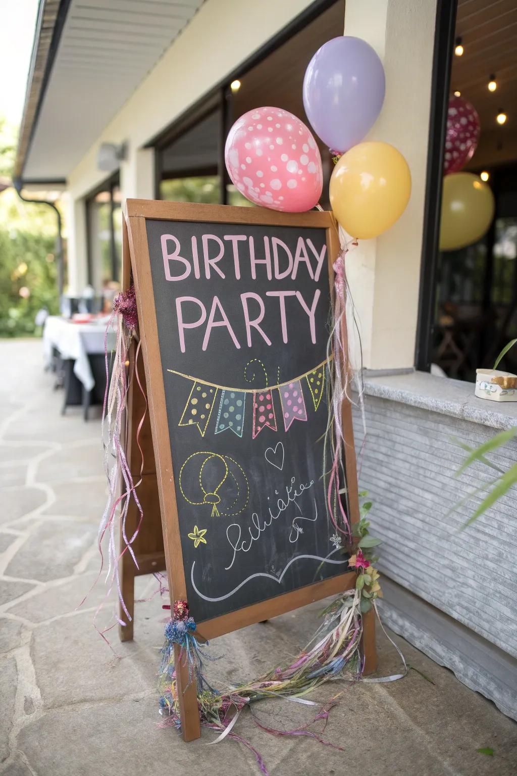 Infuse appeal to your gathering using rustic slateboard markers.