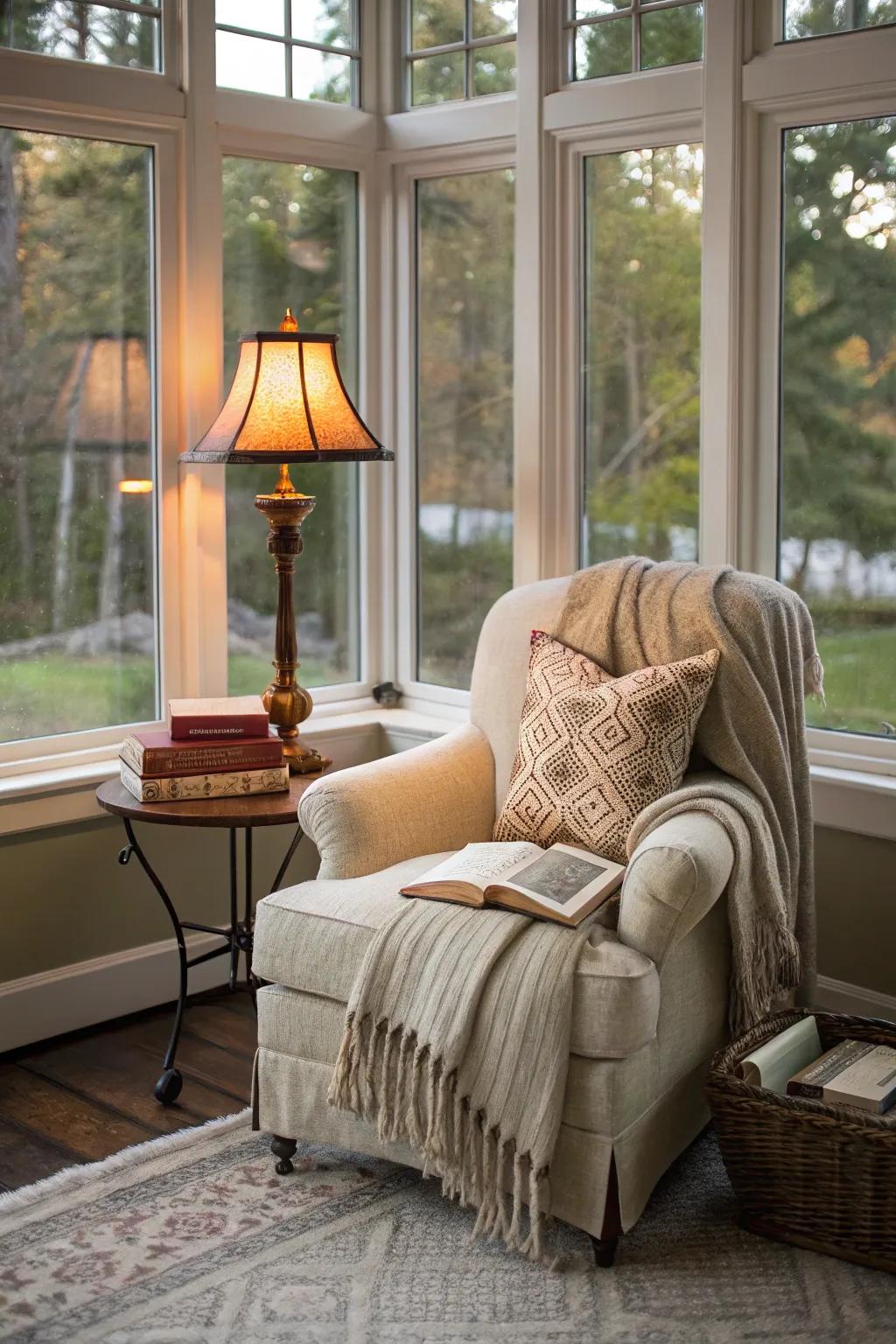 The quintessential reading nook for book enthusiasts.