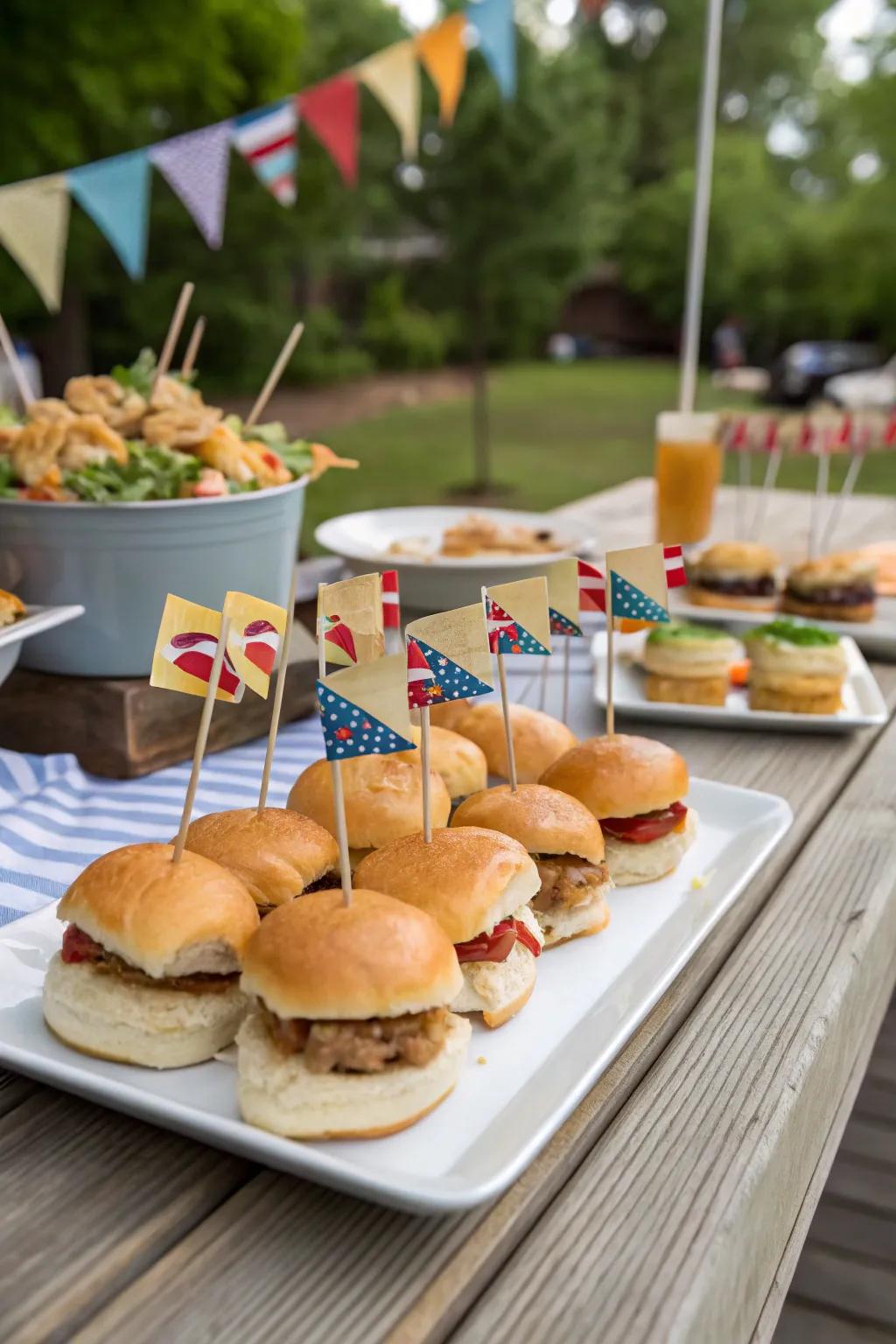 Mini flag toothpicks add charm and a festive touch to your picnic foods.