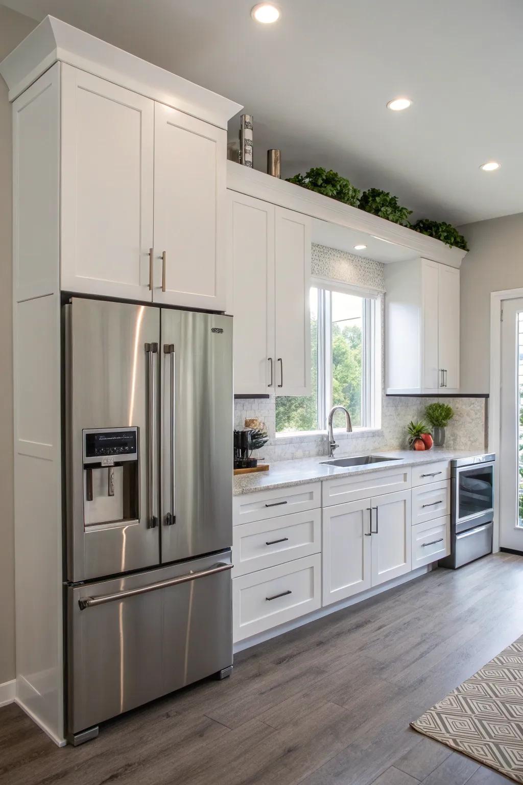 Floating cabinets contribute to a modern and airy kitchen feel.