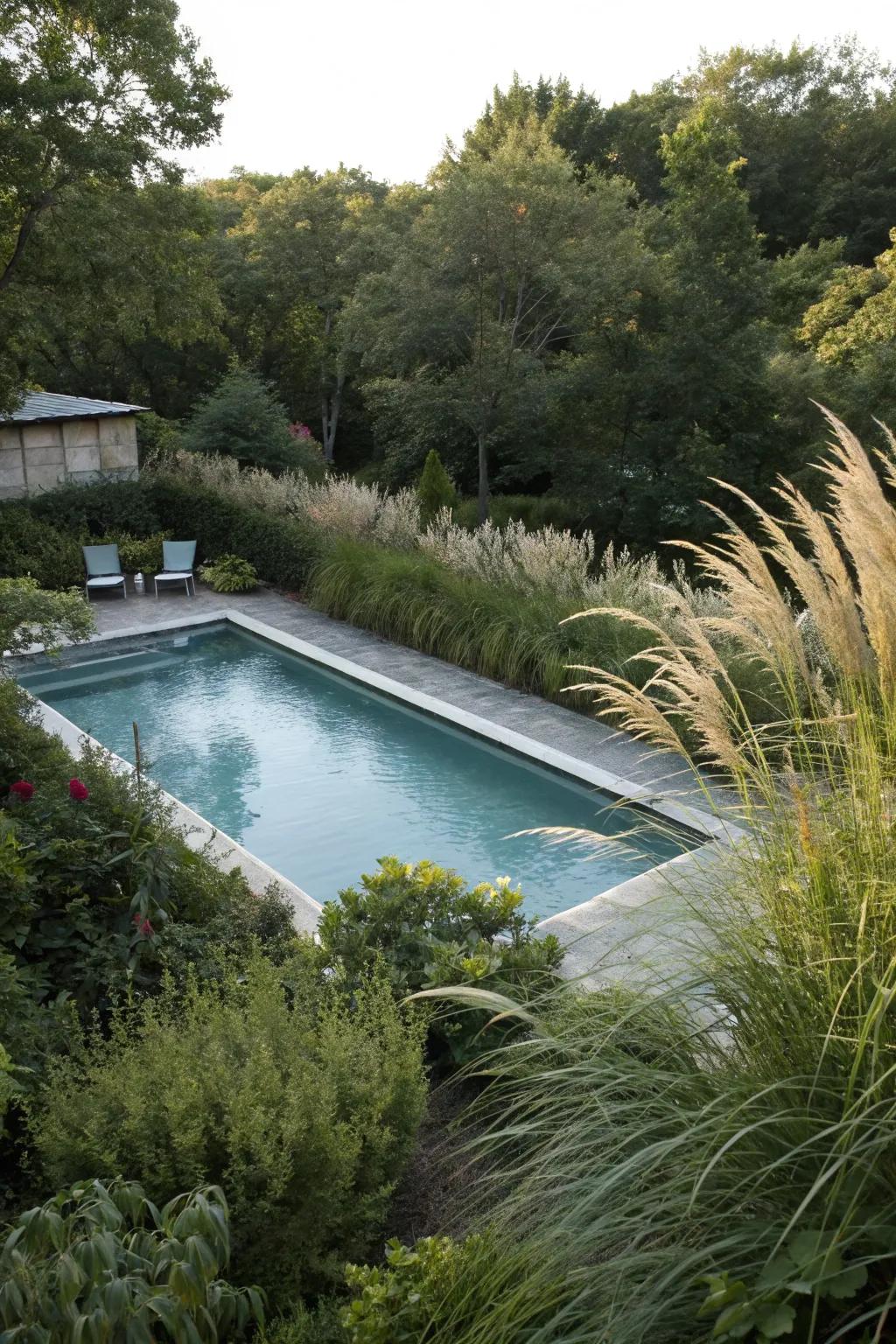 Greenery enables your pool to blend smoothly into the landscape.