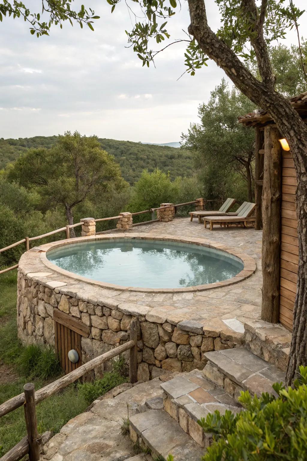 A countryside design unites your pool with the natural terrain.